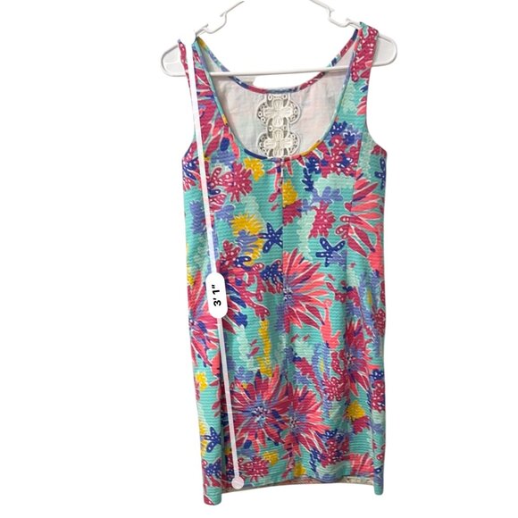 Lilly Pulitzer Aqua Trippin &‎ Sippin Shift Dress Lace Trim Size 6 - Picture 5 of 10